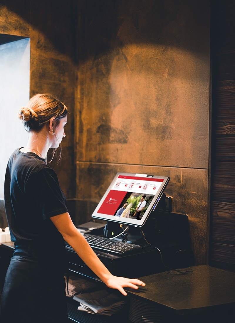 POS system, a restaurant technology displaying TechRyde Orderapp in a restaurant used by a woman, from TechRyde present on the website.