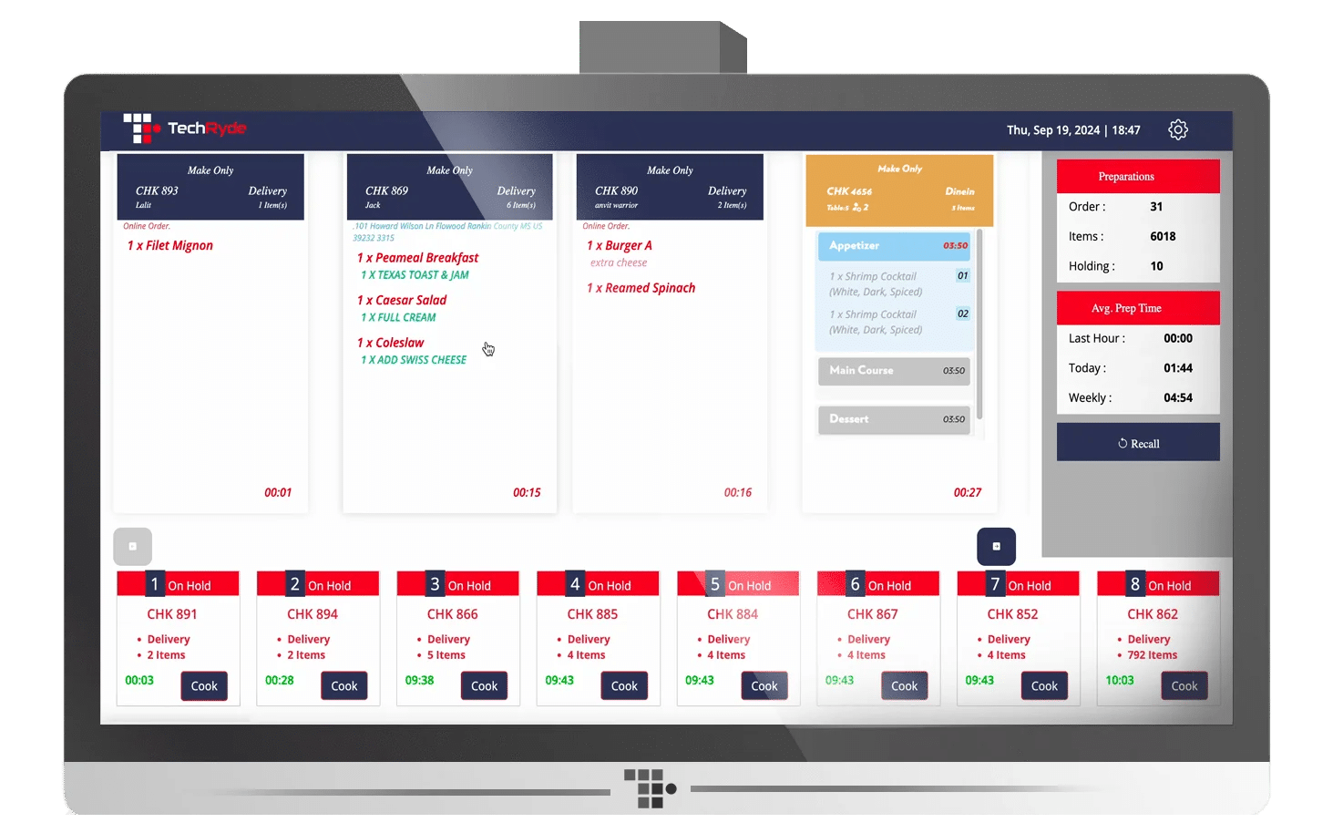 TechRyde AI-powered Kitchen Display System (KDS)